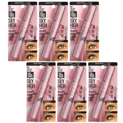 6x Maybelline Lash Sensational Sky High Washable Mascara 7.2ml 801 Very Black (c