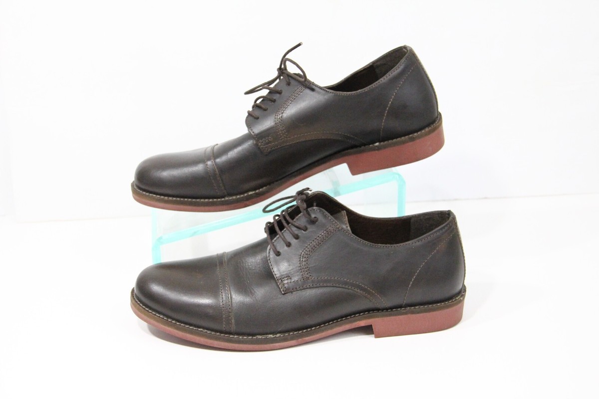 Mens Brown Dress Shoes sz 11 Leather Oxford Cap Toe Lace Up  display picture 2