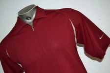 31120-a Mens Nike Golf Polo Shirt Zip Size Medium Maroon Polyester