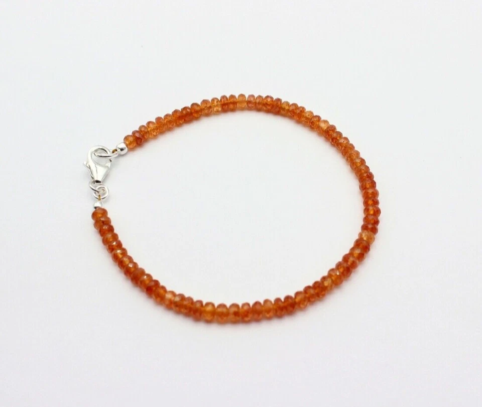 Wunderschöne Saphir Armband facettierte Rondell Orange Armkette Edel ca. 19,5 cm - Bild 2 von 4