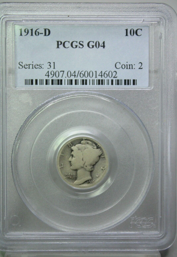 1916-D Mercury Dime 10C PCGS G04 Key Date #4602