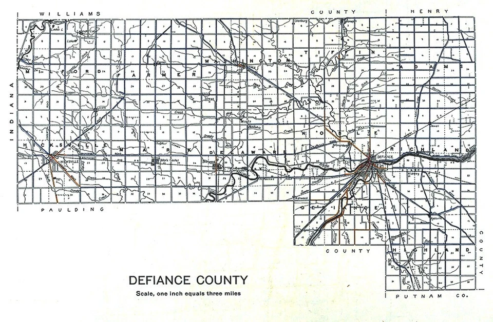 Mapa de carreteras de la autopista de Ohio 1910 Defiance County Hicksville Sherwood Ney Mark Center Foto 2 de 4