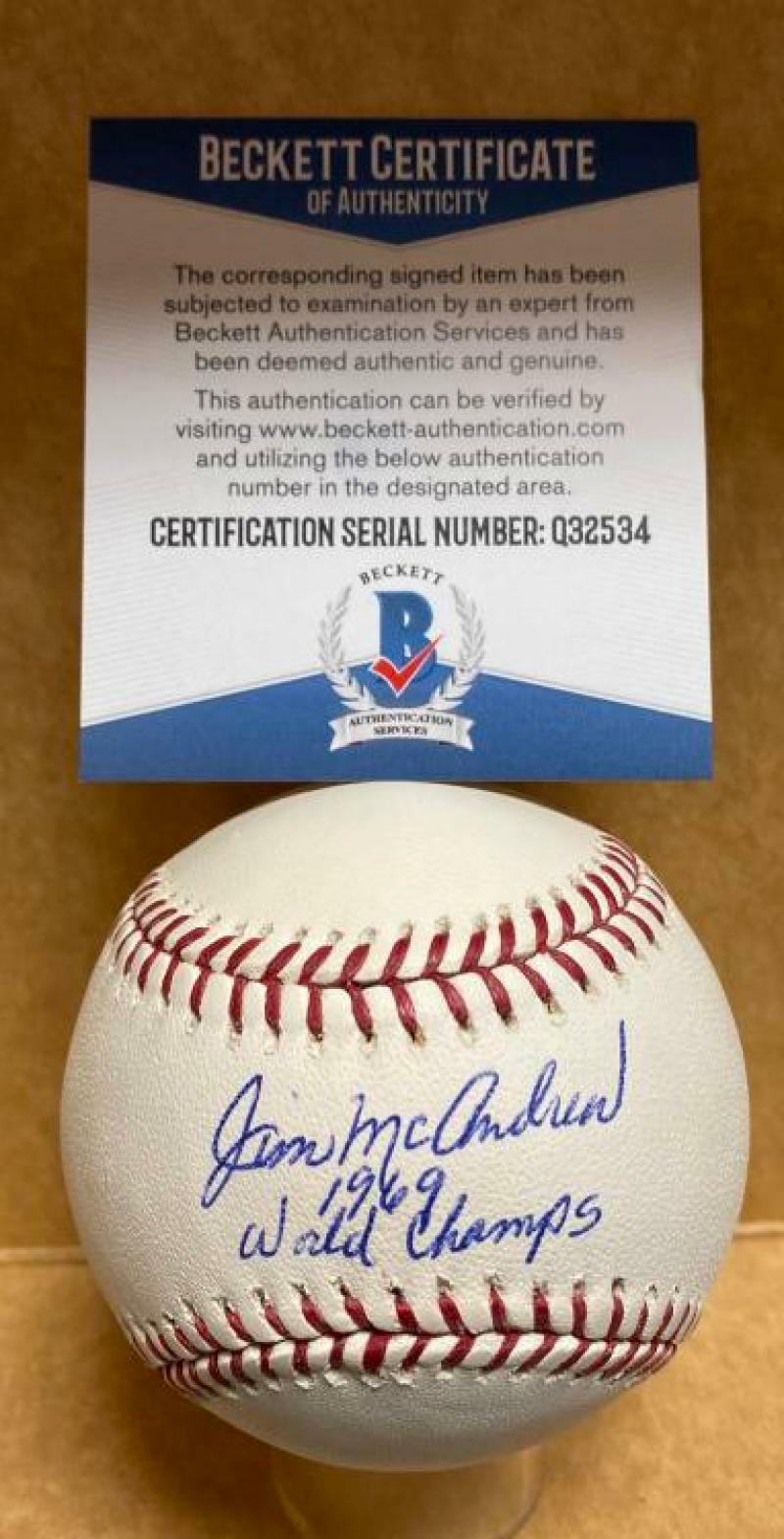 Professional Player Autographed Signed JIM MCANDREW 1969 WORLD CHAMPS METS AUTO M.L. BASEBALL BECKETT Q32534 
