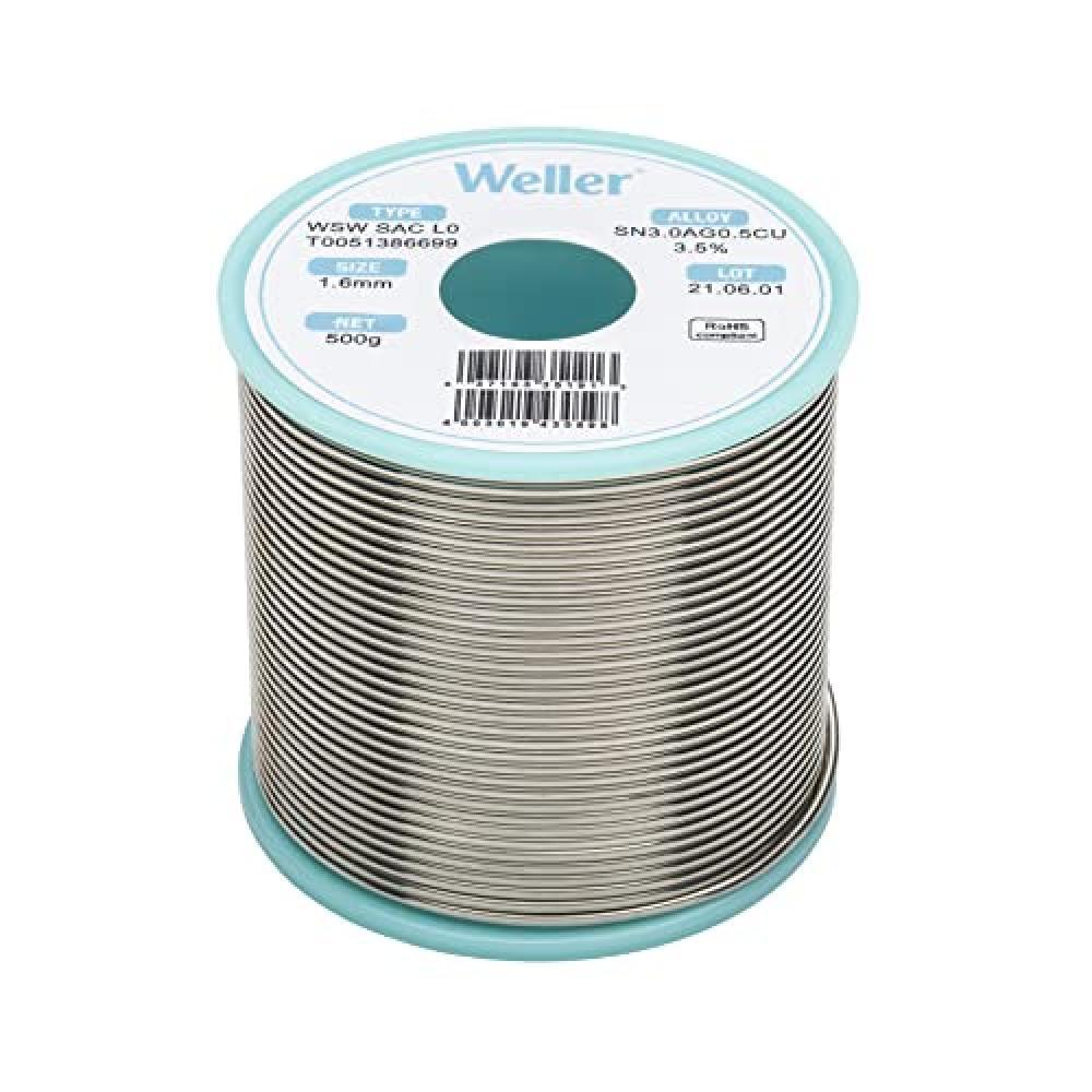 (TG. 1,6mm, 500g) Weller WSW SAC M1 (T0051386699) Filo Saldante, Ø 1.6mm, 500g,