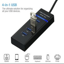 4 Port High Speed USB HUB 3.0 Multi Splitter Expansion Desktop PC Laptop Adapter
