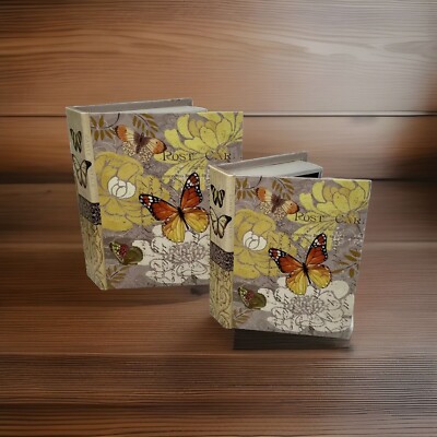 Butterflies Keepsake Storage Box Book Set 9.5 -12 H x 7.25 -9.5 L x 2.25 -3 W