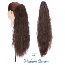 Highlight Claw/Jaw Clip In Ponytail Extension As Human Real Thick Wavy Pony Tail