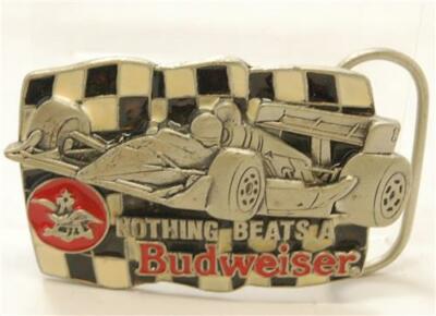 Belt Buckle Vtg 1992 Budweiser Beer Nothing Beats, Race Car  display picture 1