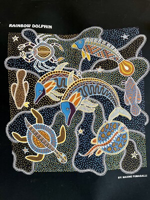 Maxine Fumagalli アボリジニアート ドットペインティング 絵画 Australian Aboriginal Dot Paintings Rainbow Dolphin by Maxine