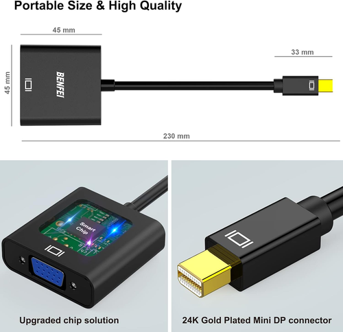 BENFEI Mini Displayport to VGA Adapter, Mini DP Display Port to VGA (Thunderbolt - Picture 5 of 12