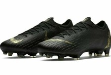Nike Vapor 12 Elite FG Soccer Black Gold AH7380-077 Men's 6.5 Women's Size 8