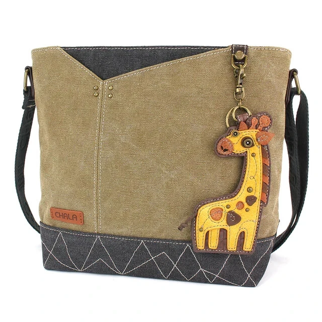 New CHALA PRISM Crossbody  Olive Green GIRAFFE Coin Purse  Canvas Medium gift