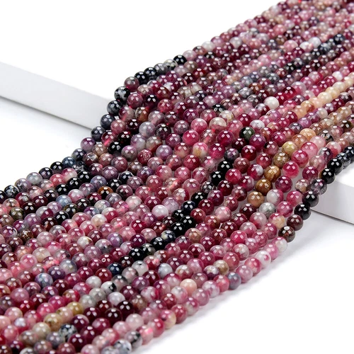 Piedra preciosa natural de Madagascar eudialito AA redonda 3 mm 4 mm cuentas sueltas 15 pulgadas (P80) - Imagen 3 de 3