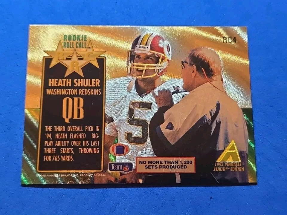 1995 Heath Shuler /1200 ROOKIE RC Pinnacle Zenith Edition #RC4 - Image 2 of 2