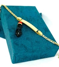 18k Gold Filled Baby ID Azabache Bracelet, Pulsera Para Bebe Para el Mal de Ojo