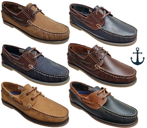 Mens Boat Moccasin Shoes Leather Lined 