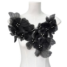 1X 3D Flower Large Applique Accessory Glitter Rhinestone Patch Wedding Dress Sew