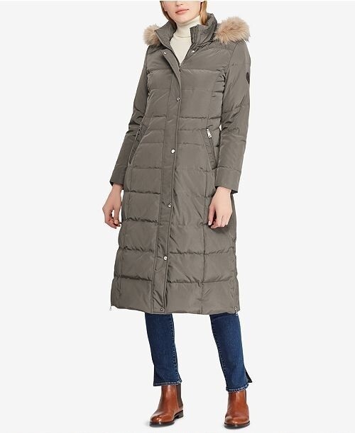 Ralph Lauren Maxi Hooded Down Winter Puffer Coat Jacket Long Knee