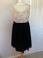 Little Mistress UK 12 Dress Floral Embroidery Cream Black Prom Wedding