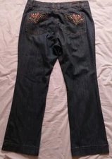 Vigoss Jeans Boot Cut High Rise Blue Denim Embroidered Pockets Womens Size 22