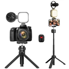 CAMOLO Vlogging Mic Video Flash Light Tripod for Camera Phone Remote Live Set