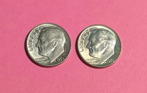 1958-D & 1959-D  Brilliant Uncirculated Roosevelt Dimes - Pristine Condition