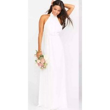 Show Me Your Mumu Colette Maxi Dress Womens XS Ivory Pleated Halter Crisscross