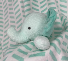 Cloud Island Elephant Chevron Lovey Mint Green Baby Security Blanket Pastelcore