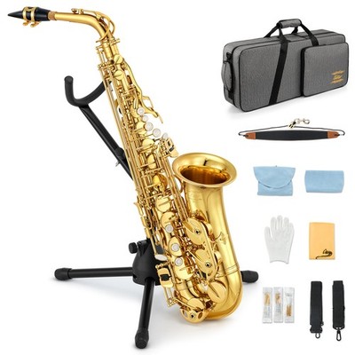 Eastar Student Alto Saxophone E Flat Gold Lacquer Sax for Kids Beginners Set