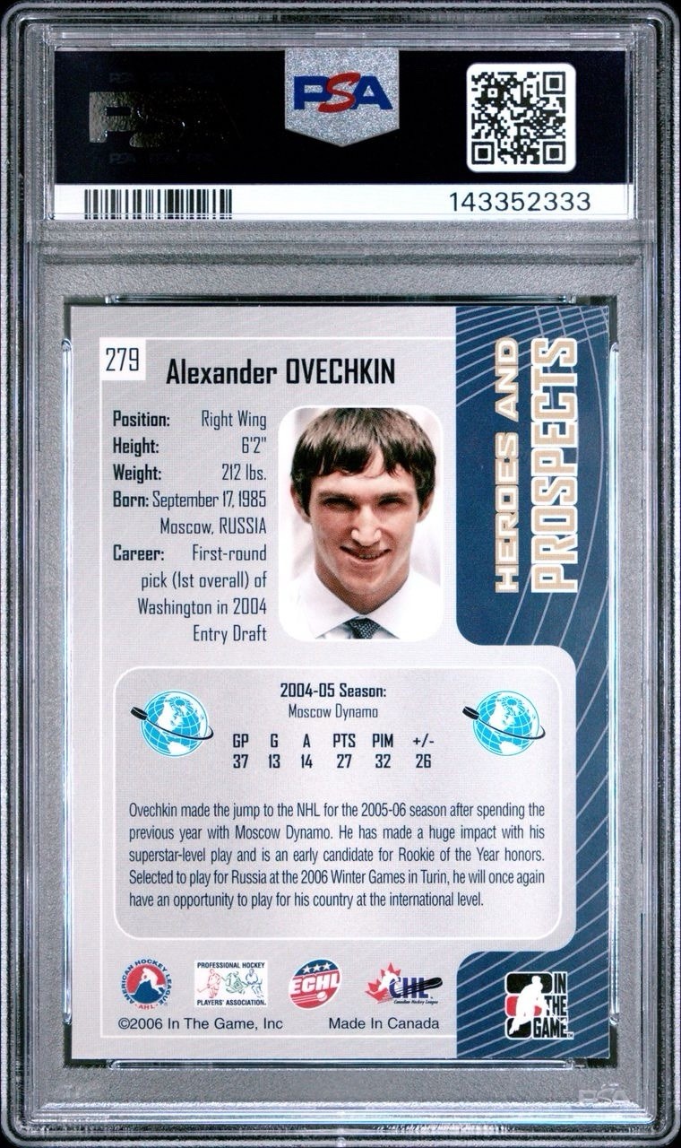 Alexander Ovechkin 2005 In The Game #279 Rookie Card PSA 10 Capitals Legend view 2