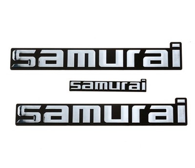 3Pcs Set Silver Black Fits For Samurai Side and Dash Emblem Badge Logo