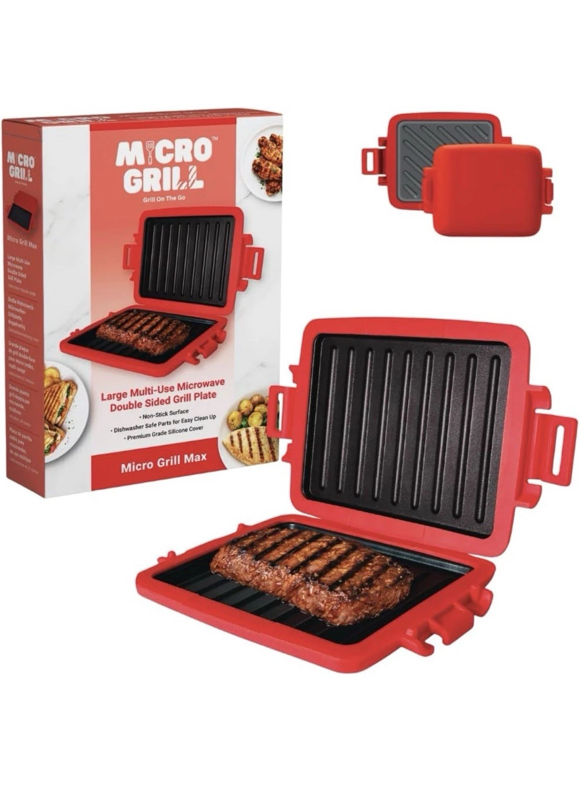 Microwave Sandwich Maker 3 Minute Grilled Cheese Panini Press Large Red
Opens in a new window or tab