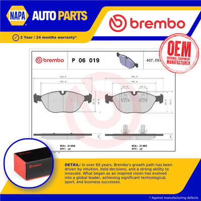Brake Pads Set fits ROLLS ROYCE PARK WARD 5.4 Front 00 to 02 M73B54 Brembo New