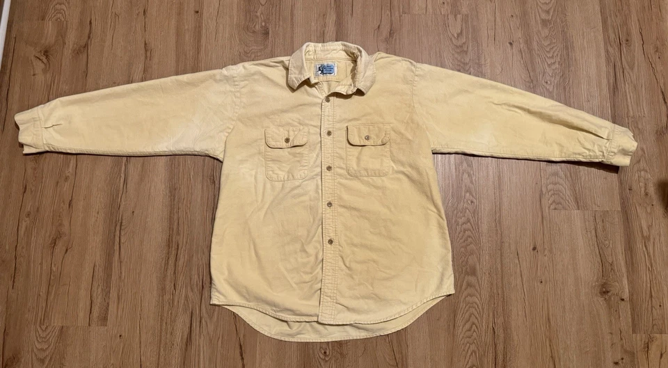 Vintage Men’s EMS Long Sleeve Button Front Shirt Large Yellow 70’s  - Image 2 of 4