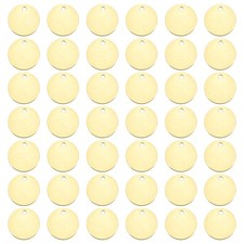 58Pcs 12mm Blank Round Solid Brass Tags with Hole Stamping Tag for DIY Projects,