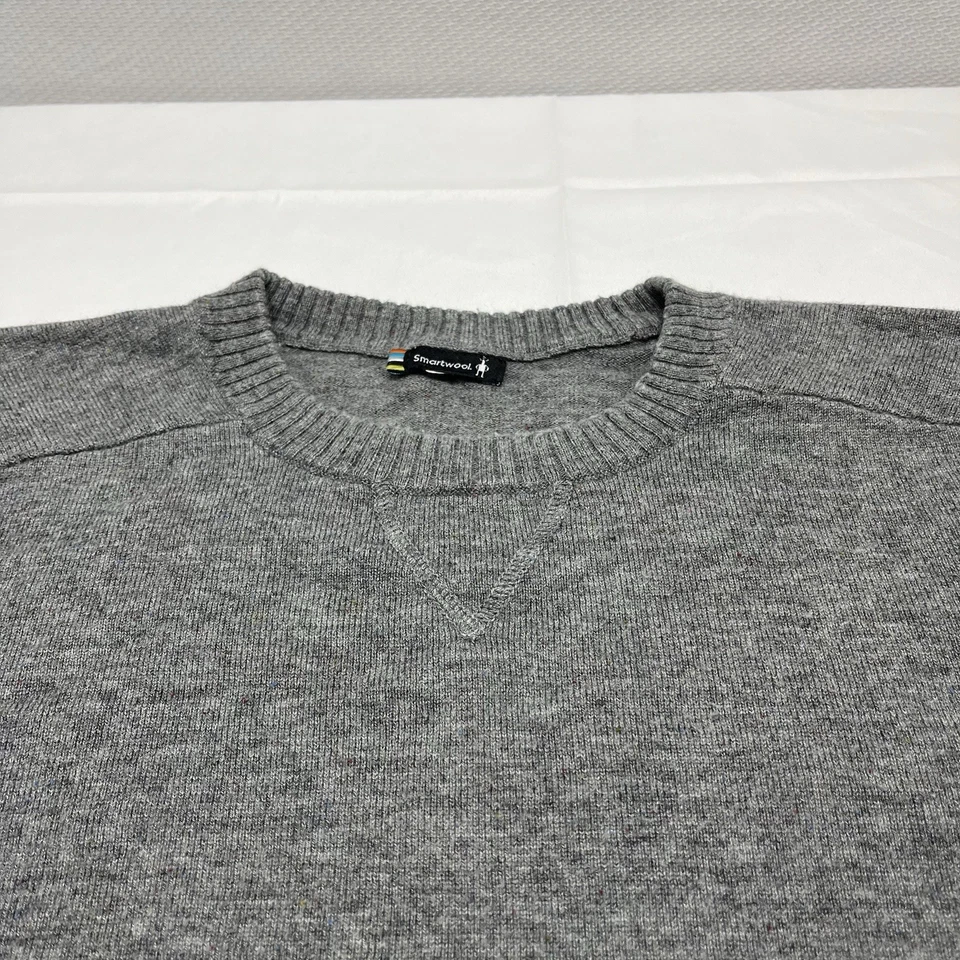 SmartWool Gray Sweater Mens Large Long Sleeve Wool Nylon Blend Crewneck - Read - Image 2 of 4