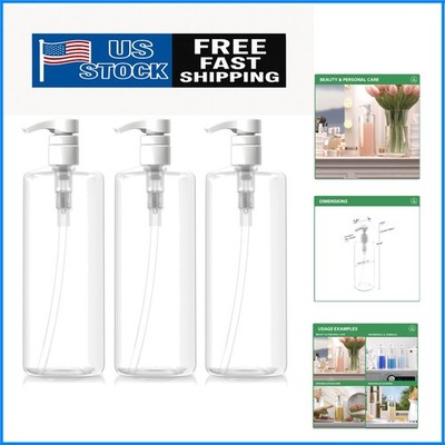 Versatile 32oz Clear Pump Bottles - 3-Pack, Refillable for Personal Care