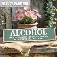 No Great Story Started with Salad Metal Sign 4x16 Inch Rustic Farmhouse Decor