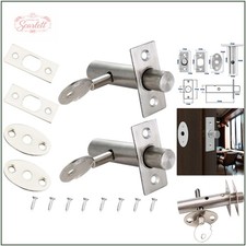Durable 2-Pack Tubular Mortice Door Bolts with Chrome Finish & Installation Kit