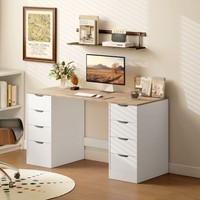 Homcom Schreibtisch Mit 8 Schubladen Moderner BüRotisch 140 X 53 X 75 Cm Weiß