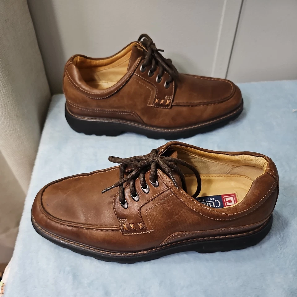 CHAPS Mens Brown Leather Dress Oxford Lace Shoes size 8M 96-6018 - Image 2 of 4