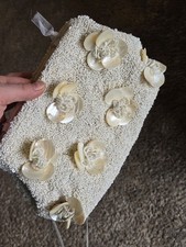 Handcrafted Clutch Bag Made In India Beaded Floral Shell Wedding White Beach