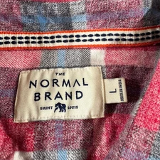 NORMAL BRAND Lightweight Flannel Shirt Men’s L Large Red Long Sleeve