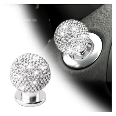 Car Push Start Button Cover,Bling Round Ball Car Push to Start Button Cover 