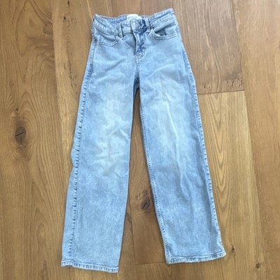 Abercrombie Kids Girls Cotton High Rise Wide Leg Jeans Light Blue- Sz 7/8 Long