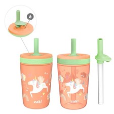 Zak Designs Unicorn Kelso Tumbler Set,Leak-Proof Screw-On Lid with Straw, Bun...