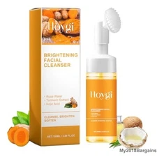 HOYGI Turmeric Face Wash with Brush, Turmeric Foaming Facial
