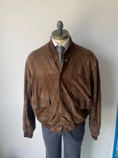 Vintage Bomber Jacket In Genuine Suede Leather Made In Italy For Men XL