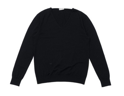 Dior Homme Hedi Slimane Era V-Neck Bee Logo Wool Sweater
