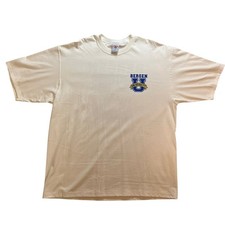 Vtg Jerzees Bergen University T-Shirt XL Heavyweight Cotton White Made in USA
